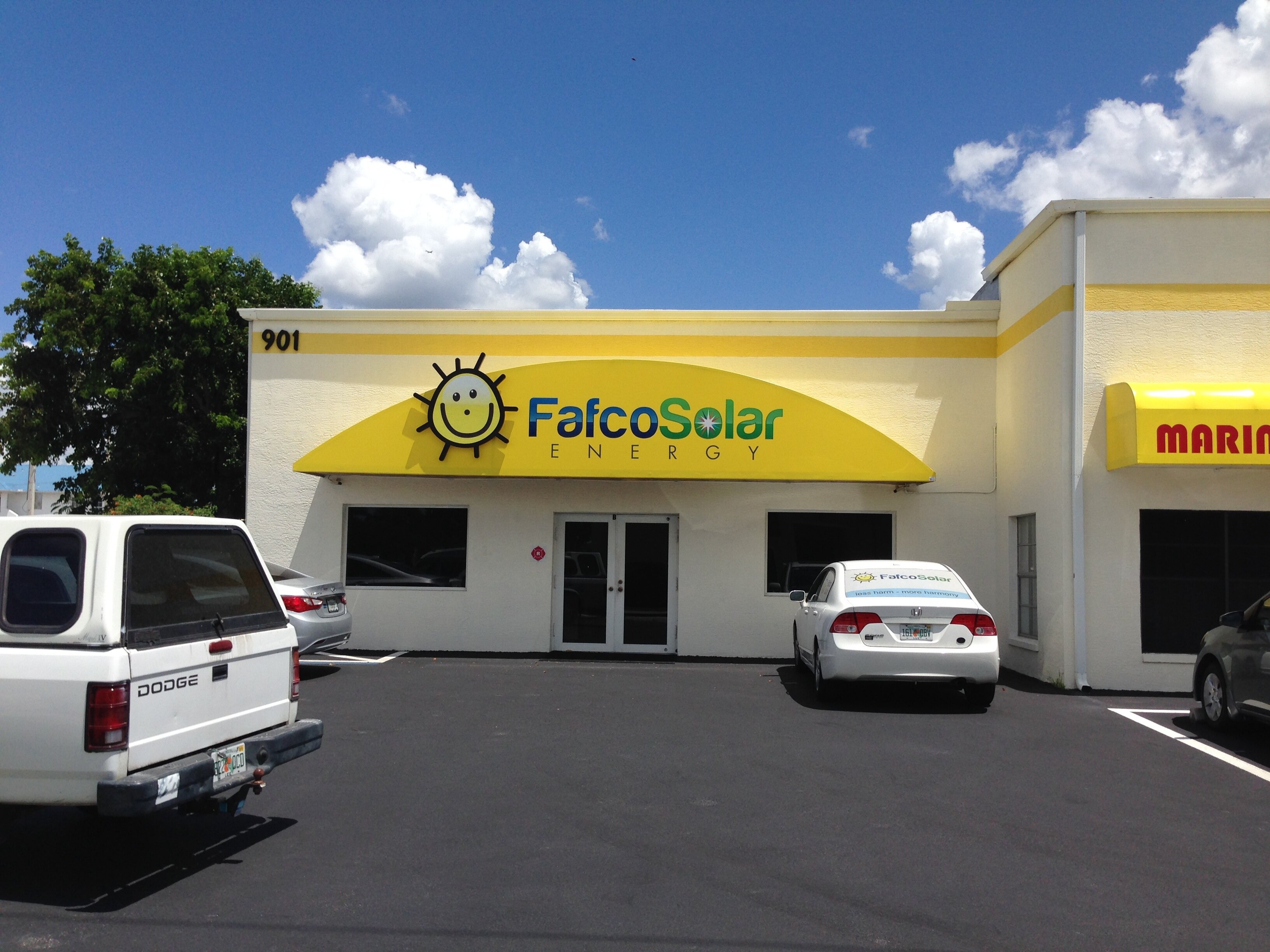 Fafco Solar, located at the corner of Viscaya Pkwy & 13th Place in the Cape Coral Industrial Park near the hospital.
